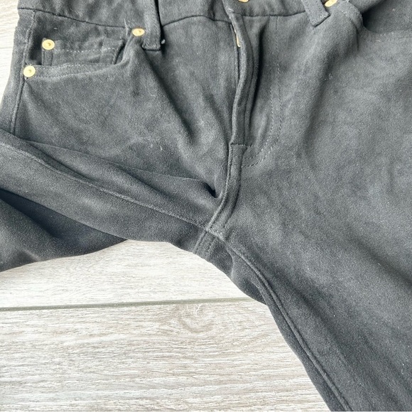 7 For All Mankind Gwenevere Faux Suede Ankle Jeans in Black - Picture 7 of 15
